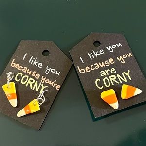 Halloween/Fall dangle or stud earrings.  You pick! Polymer clay candy corn.